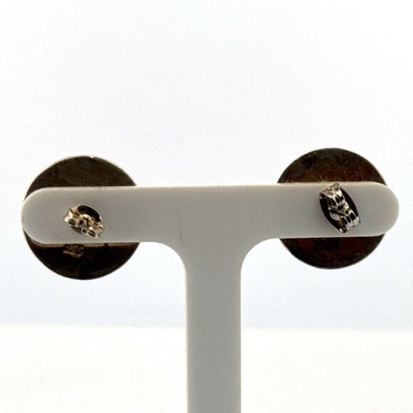 Vintage Estate Sterling Silver 925 Engraved Dome Earrings, 0.68", 4.8g, Post - Picture 3 of 8